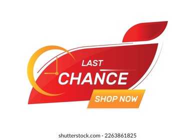 Last chance text with modern clock vector illustration