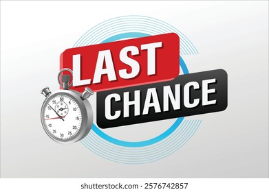 Last chance words Banner design template for marketing. Last chance promotion or retail. Stop watch timer banner modern graphic design for store shop, online store, website, landing page

