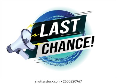 Últimas chance palavras tiro megafone Banner modelo de design para marketing. Última chance de promoção ou varejo. fundo banner design gráfico moderno para loja, loja online, site, página inicial 