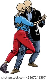 The last dance dead skeletons are sharing their last moment together love forever colored