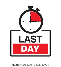 Last day offer banner with a clock on a white background with copy space