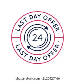 Last day offer logo. Circle icon, label, sticker designed for web design and social media. Sales, offers, deals concept. Vector illustration 