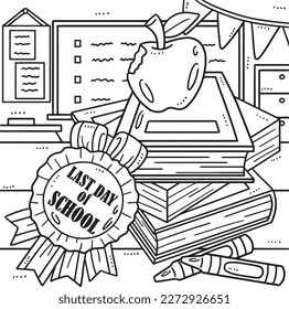 Last Day of Pre K Books Apple Coloring Page 