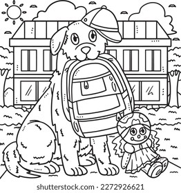 Last Day of Pre K Dog Holding School Bag Coloring