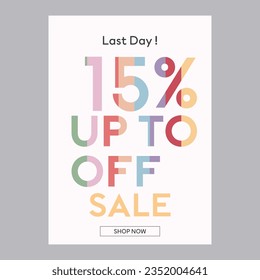 Last day sale 15% off discount promotion poster