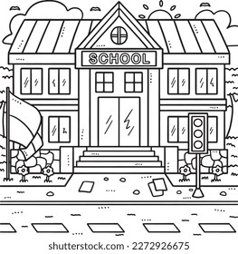 Last Day of School Building Coloring Page for Kids