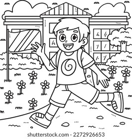 Last Day of School Child Leaving Coloring Page 