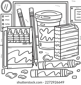 Last Day of School Crayons and Clay Coloring Page