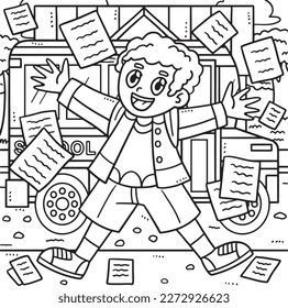 Last Day of School Student Coloring Page for Kids