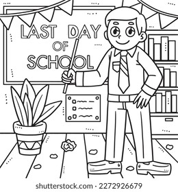 Last Day of School Teacher Coloring Page for Kids