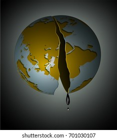 last drop of oil on planet Earth concept,  oil limit on the planet idea, no  resources on the planet,dead planet idea, vector