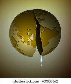 last drop of water on planet Earth concept,  fresh water limit on the planet idea, no water resources on the planet,dead planet idea, vector