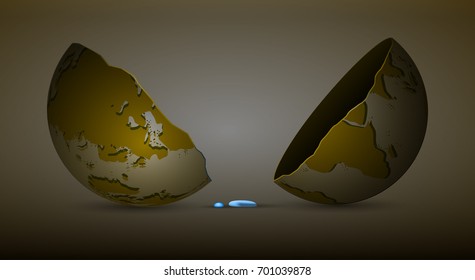 last drop of water on planet Earth concept,  fresh water limit on the planet idea, no water resources on the planet,dead planet idea, vector