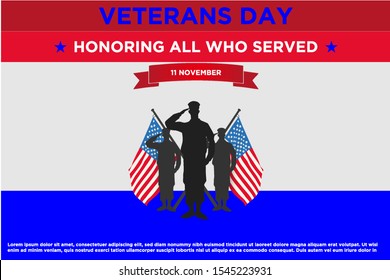 The last Happy Veterans day concept or banner. Background illustration of the Veterans day vector concept for web design. Vector illustration