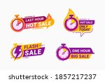 Last hour offer badge. sale countdown banner badge. hot sales limited time vector illustration