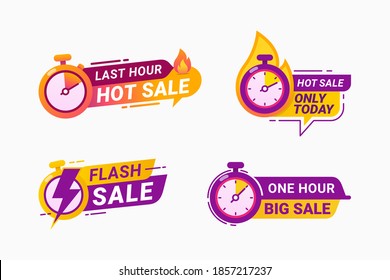 Last hour offer badge. sale countdown banner badge. hot sales limited time vector illustration