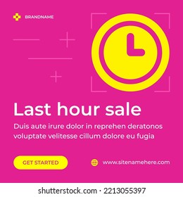 Last Hour Sale Clock Timer Countdown Date Promo Announce Special Offer Price Off Social Media Post Vector Illustration. Urgency Count Business Retail Limited Shopping Deal Cyberspace Advertising