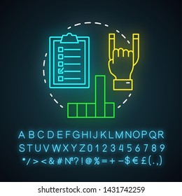 Last interaction attribution neon light icon. Marketing channel analysis. Attribution modeling type. Conversion model. Glowing sign with alphabet, numbers and symbols. Vector isolated illustration