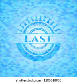 Last light blue emblem with triangle mosaic background