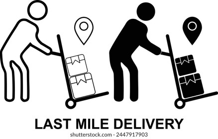 Last Mile Delivery Black and White icon set. Editable Set of Delivery and Logistics web icons in line and fill style. High quality business icon set of Logistics