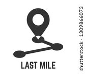 Last mile delivery icon with local geo tag and route point glyph sign. 