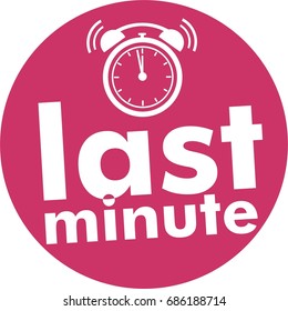 last minute button with clock alarm countdown, pink flat