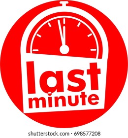 last minute, chance, logo, icon, red button with alarm clock, countdown