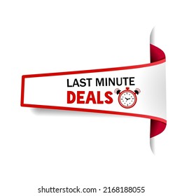 Last minute deals banner with alarm clock countdown logo. Sticker countdown time for offer business, promotion and sale. Vector illustration.