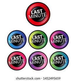last minute - glossy label. circle sticker with gradient color.trendy color. modern design.set 