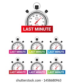 Last Minute label with Chrono Time. vector illustration