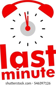 Last minute label red clock icon, vector, symbol