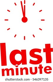 Last minute label red clock icon, vector, symbol