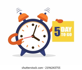 Last Minute Offer. 5 Days To Go With Stopwatch For Business, Promotion, Sale And Advertising. Vector Illustration.