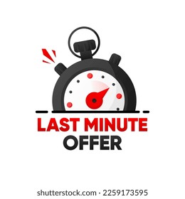 Last Minute Angebot Banner mit Countdown. Super Werbezeichen mit Timer-Uhr. Letztes Angebot Banner für Verkaufsförderung. Vektorgrafik.