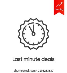 last minute offer button, flat label, alarm clock countdown logo