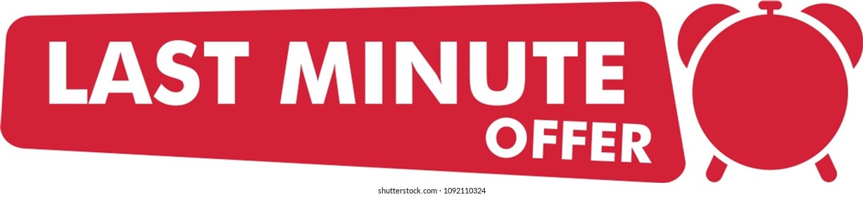 last minute offer button, sticker, flat label, alarm clock countdown logo, red sign, promotion last day deal icon, sale vector, last chance offer, watch symbol, timer, price, time button