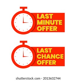 Last Minute Offer Clock Icon Label Design Vector