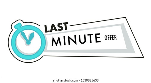 Last minute offer, timer or stopwatch countdown isolated icon vector. Shopping sale final chance promotion, shop discount. Store or fashion boutique special hot price off emblem or logo, best deal