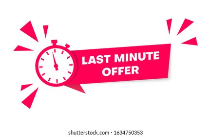 Last minute offer. Vector banner with countdown timer and text
