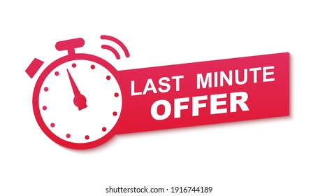 Last minute offer watch countdown red banner design template for marketing. Last chance promotion or retail for store online shop, website. Minute go sale price offer promo deal timer, minute only.