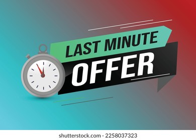 Last minute Angebot für Banner Design Vorlage für Marketing. Letzte Chance Werbung oder Einzelhandel. Hintergrundbanner-Poster, modernes Grafikdesign für den Laden