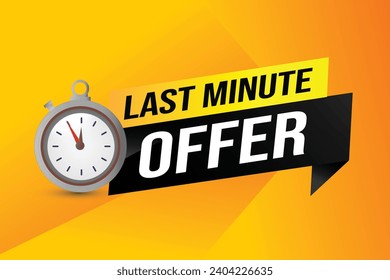 Last minute offer watch countdown Banner design template for marketing. Last chance promotion or retail. background banner poster modern graphic design for store shop, online store, website
