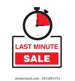 Last minute sale banner with a chronometer on a white background with copy space