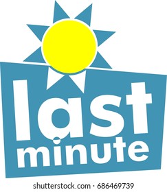 last minute text, blue, yellow flat, logo summer, flat travel