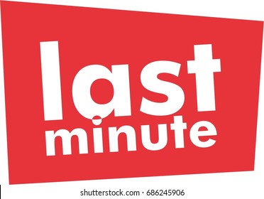 last minute text, red label, flat icon, logo