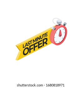 Last minutes offer timer. Vector 3d isometric, color web icon, new flat style. Creative illustration design, isolated graphic idea for infographics.