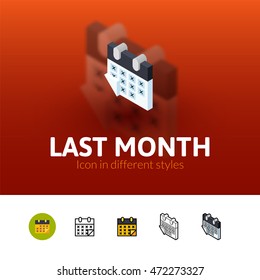 Last month color icon, vector symbol in flat, outline and isometric style isolated on blur background