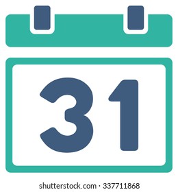 Last Month Date vector icon. Style is bicolor flat symbol, cobalt and cyan colors, rounded angles, white background.