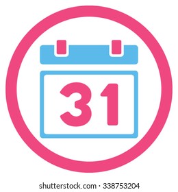 Last Month Date vector icon. Style is bicolor flat rounded symbol, pink and blue colors, rounded angles, white background.