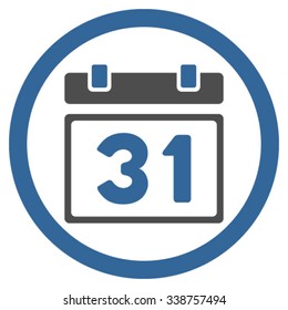 Last Month Date vector icon. Style is bicolor flat rounded symbol, cobalt and gray colors, rounded angles, white background.